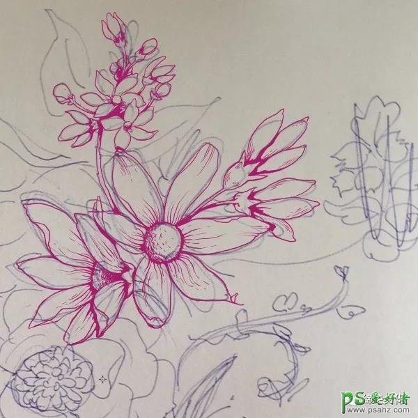 PS手绘教程：教新手学习手工绘制漂亮的针织面料中的花卉图案
